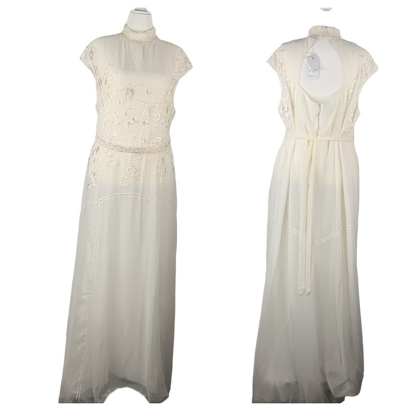 Hope & Ivy Ivory Bridal Floral Beaded & Embroidered Dress- NWT - Picture 3 of 15